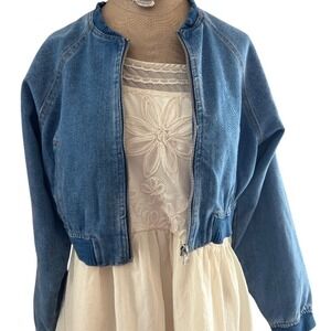 New Look Blue Denim Bomber Jacket